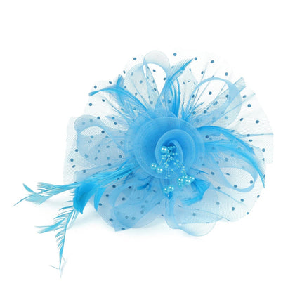 Chapeau Bibi dentelle et fleurs - Bleu ciel - | La boutique du chapeau