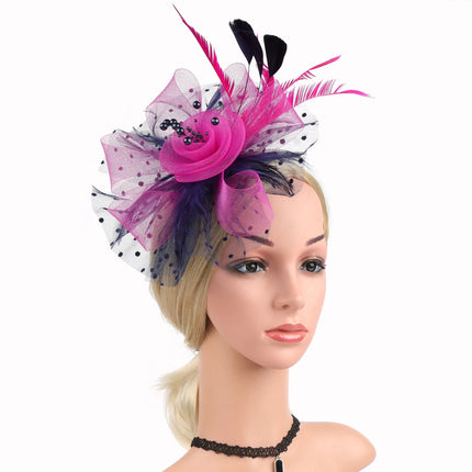 Chapeau Bibi dentelle et fleurs - Bleu/rose/rouge - | La boutique du chapeau