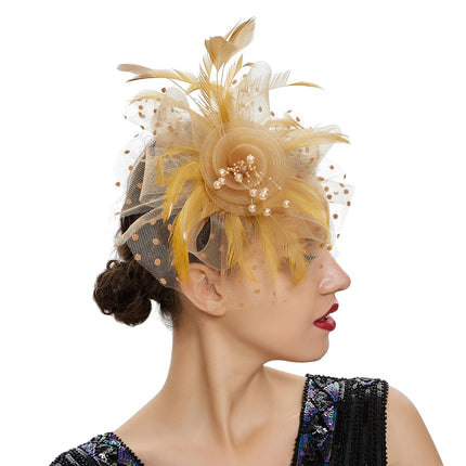 Chapeau Bibi dentelle et fleurs - Or - | La boutique du chapeau
