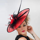 Chapeau bibi femme lin grand fascinateur - Rouge - | La boutique du chapeau