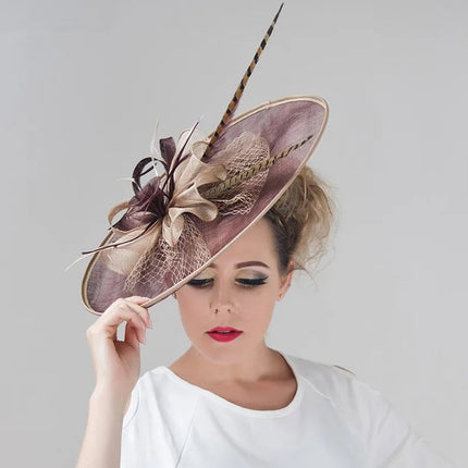 Chapeau bibi femme lin grand fascinateur - Café - | La boutique du chapeau