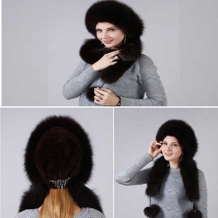 Chapeau chaud avec écharpe - Blanc - M (56 - 58cm) | La boutique du chapeau