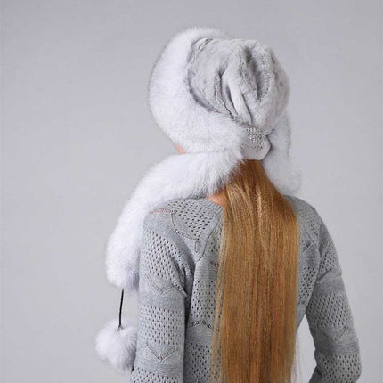 Chapeau chaud avec écharpe - Blanc - M (56 - 58cm) | La boutique du chapeau