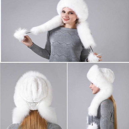 Chapeau chaud avec écharpe - Blanc - M (56 - 58cm) | La boutique du chapeau