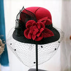 Chapeau cloche avec voilette - Bordeaux - M (56 - 58cm) | La boutique du chapeau