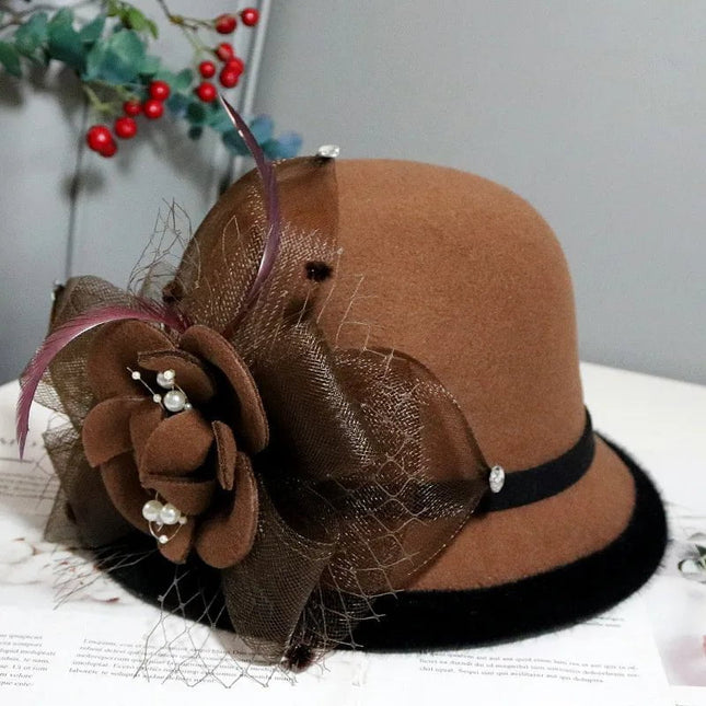 Chapeau cloche en feutre bicolore - Café - M (56 - 58cm) | La boutique du chapeau