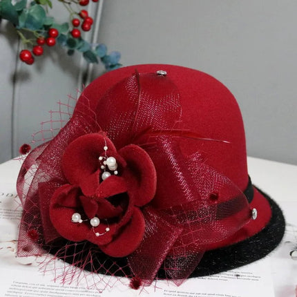 Chapeau cloche en feutre bicolore - Bordeaux - M (56 - 58cm) | La boutique du chapeau