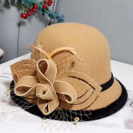 Chapeau cloche pour mariage - Beige - M (56 - 58cm) | La boutique du chapeau
