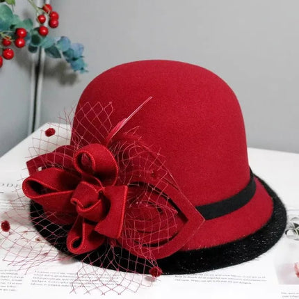 Chapeau cloche pour mariage - Rouge - M (56 - 58cm) | La boutique du chapeau