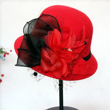 Chapeau cloche pour soirées - Rouge - M (56 - 58cm) | La boutique du chapeau