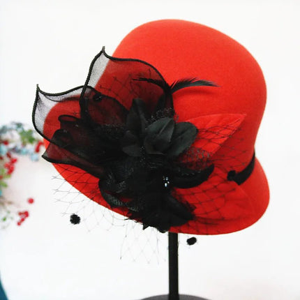 Chapeau cloche pour soirées - Rouge 2 - M (56 - 58cm) | La boutique du chapeau