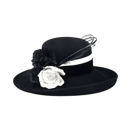 Chapeau femme laine - Noir/blanc - M (56 - 58cm) | La boutique du chapeau