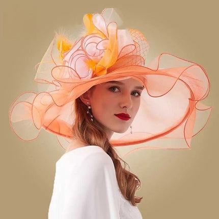 Chapeau de cérémonie - Orange - M (56 - 58cm) | La boutique du chapeau