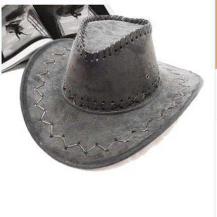 Chapeau de Cowboy en cuir - Gris - L (58 - 59cm) | La boutique du chapeau