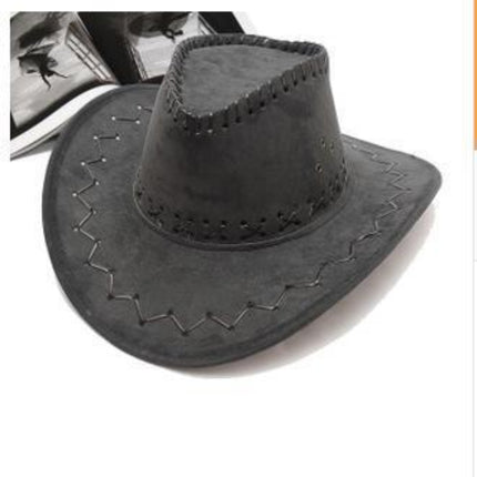 Chapeau de Cowboy en cuir - Gris foncé - L (58 - 59cm) | La boutique du chapeau