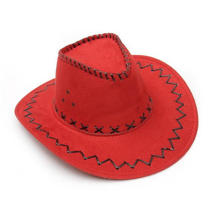 Chapeau de Cowboy en cuir - Rouge - L (58 - 59cm) | La boutique du chapeau