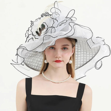 Chapeau femme organza - Blanc - M (56 - 58cm) | La boutique du chapeau