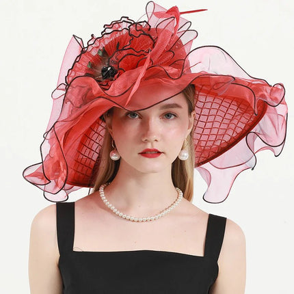 Chapeau femme organza - Rouge - M (56 - 58cm) | La boutique du chapeau