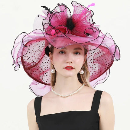 Chapeau femme organza - Rose/rouge - M (56 - 58cm) | La boutique du chapeau