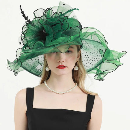 Chapeau femme organza - Vert - M (56 - 58cm) | La boutique du chapeau