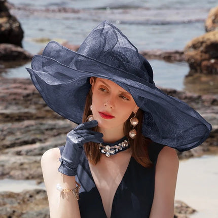 Chapeau femme à large bord - Bleu - M (56 - 58cm) | La boutique du chapeau