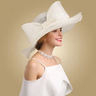Chapeau femme à large bord - Beige/blanc - M (56 - 58cm) | La boutique du chapeau