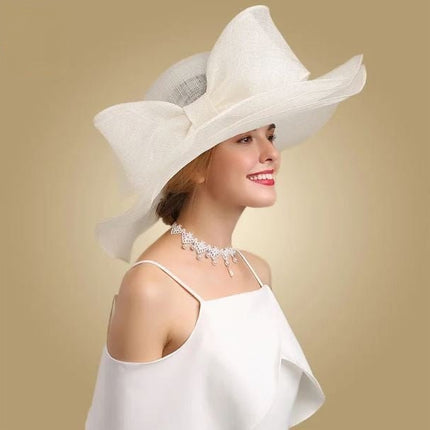 Chapeau femme à large bord - Beige/blanc - M (56 - 58cm) | La boutique du chapeau
