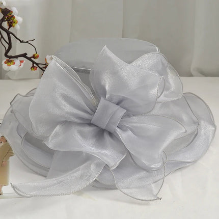 Chapeau de mariée à motif floral - Gris - M (56 - 58cm) | La boutique du chapeau