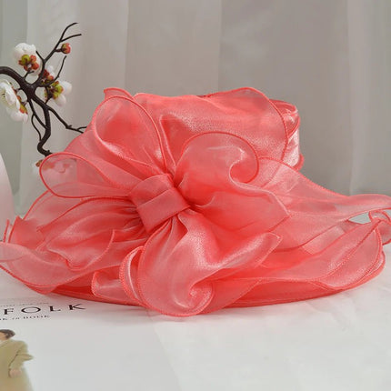 Chapeau de mariée à motif floral - Rouge - M (56 - 58cm) | La boutique du chapeau