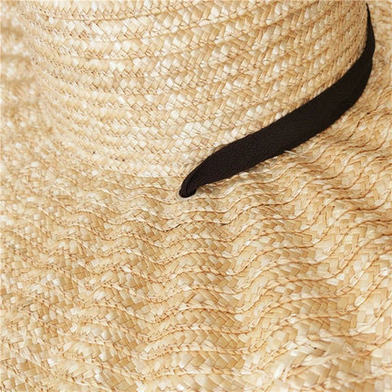 Chapeau de paille à bord ondulé - Noir - M (56 - 58cm) | La boutique du chapeau