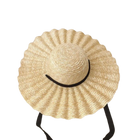 Chapeau de paille à bord ondulé - Beige/noir - M (56 - 58cm) | La boutique du chapeau