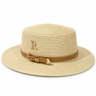 Chapeau de paille avec ceinture - Beige - M (56 - 58cm) | La boutique du chapeau