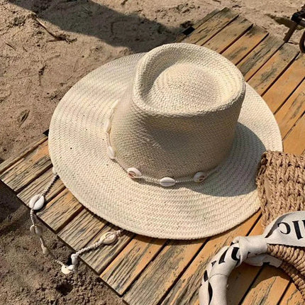Chapeau de paille avec ficelle - Beige - M (56 - 58cm) | La boutique du chapeau