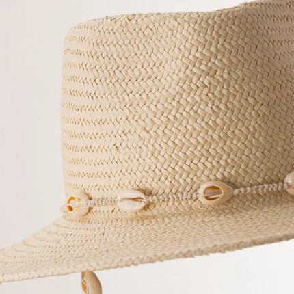 Chapeau de paille avec ficelle - Beige - M (56 - 58cm) | La boutique du chapeau