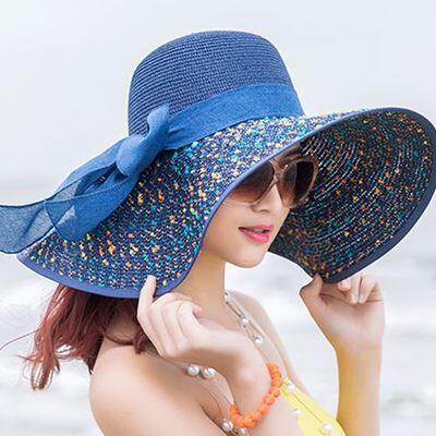Chapeau de paille avec nœud - Plage - 7 - M (56 - 58cm) | La boutique du chapeau