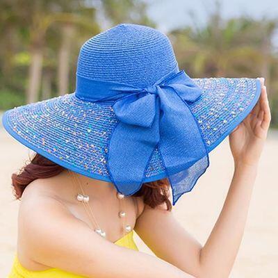 Chapeau de paille avec nœud - Plage - 6 - M (56 - 58cm) | La boutique du chapeau