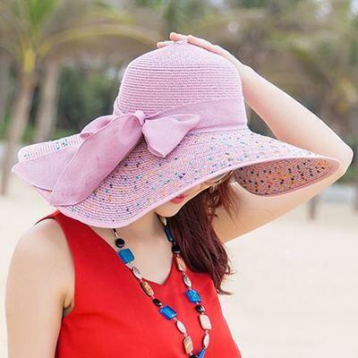 Chapeau de paille avec nœud - Plage - 1 - M (56 - 58cm) | La boutique du chapeau