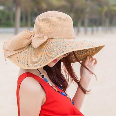 Chapeau de paille avec nœud - Plage - Marron - M (56 - 58cm) | La boutique du chapeau