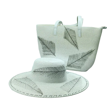 Chapeau de paille blanc et sac assorti - Gris - M (56 - 58cm) | La boutique du chapeau