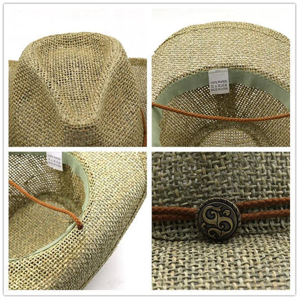 Chapeau cowboy unisexe paille lettre été - Beige - M (56 - 58cm) | La boutique du chapeau