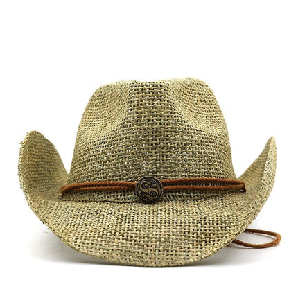 Chapeau cowboy unisexe paille lettre été - Beige - M (56 - 58cm) | La boutique du chapeau