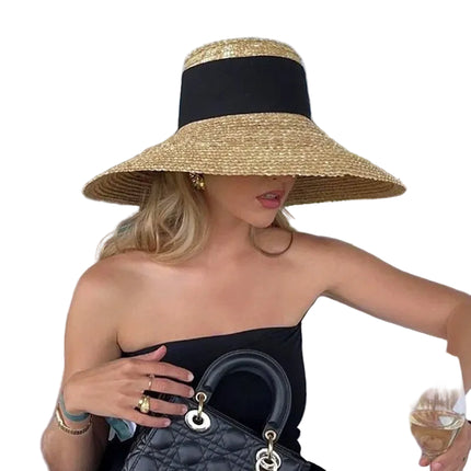 Chapeau de paille d'été pour femme - Beige/blanc - M (56 - 58cm) | La boutique du chapeau