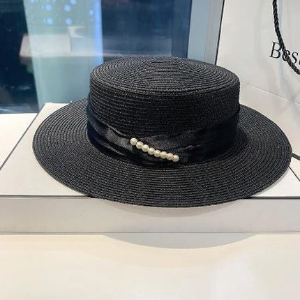 Chapeau de paille élégant - Noir - M (56 - 58cm) | La boutique du chapeau