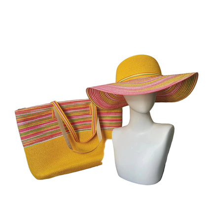 Chapeau de paille et sac assorti - Jaune - M (56 - 58cm) | La boutique du chapeau
