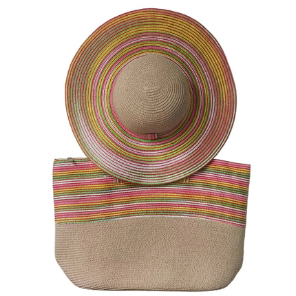Chapeau de paille et sac de plage - Beige/jaune - M (56 - 58cm) | La boutique du chapeau