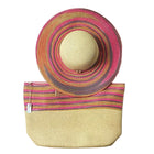 Chapeau de paille et sac de plage beige - Beige/rose - M (56 - 58cm) | La boutique du chapeau