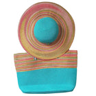 Chapeau de paille et sac de plage bleu ciel - Bleu ciel - M (56 - 58cm) | La boutique du chapeau