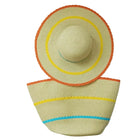Chapeau de paille et sac de plage trois couleurs - Beige - M (56 - 58cm) | La boutique du chapeau