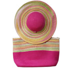 Chapeau de paille et sac de plage - Fuchsia - M (56 - 58cm) | La boutique du chapeau