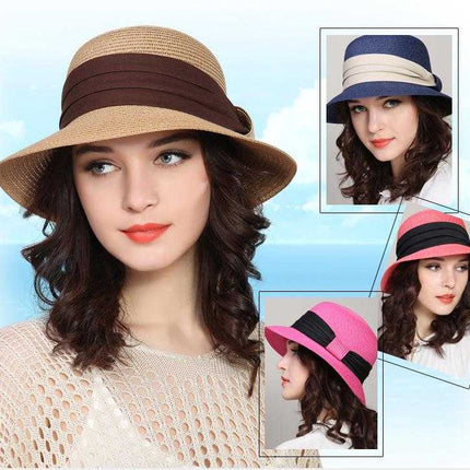 chapeau de paille femme d'été chapeau de soleil - Beige - M (56 - 58cm) | La boutique du chapeau